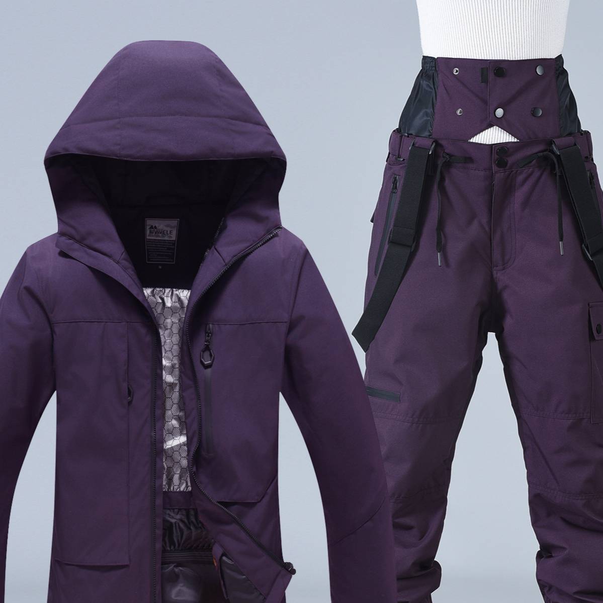 Tüm Mevsim Kayak Kıyafeti Seti - Rüzgar Geçirmez ve Su Geçirmez Kar Giysisi (Termal Pamuklu Astar, Nefes Alabilir Polyester, Erkekler ve Kadınlar İçin Ayarlanabilir Askılar)_voghion.com