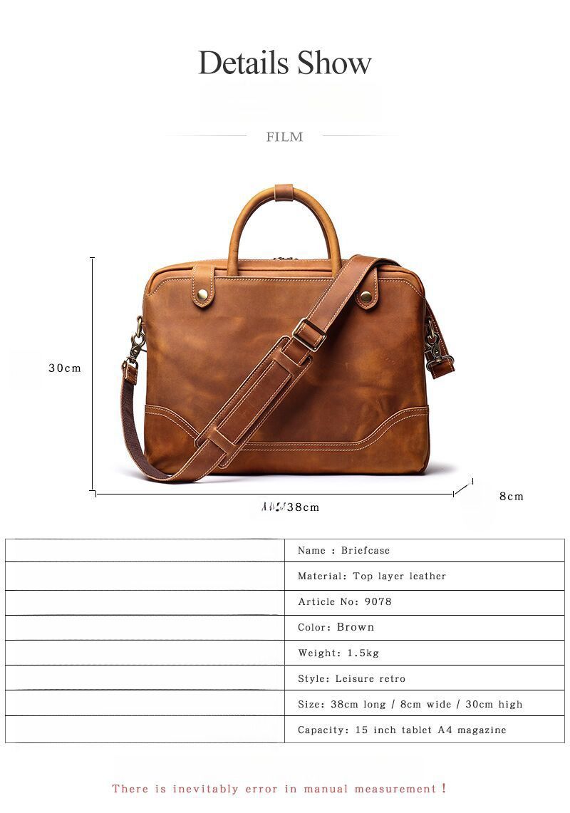 Handliche Dokumententasche Herren, Rindsleder, einzelne Schulter, diagonale Spreiztasche, lässige Retro-Tasche aus_voghion.com
