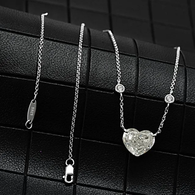Heart Pendant Necklace With Crystal Birthstone In Sterling Silver_voghion.com