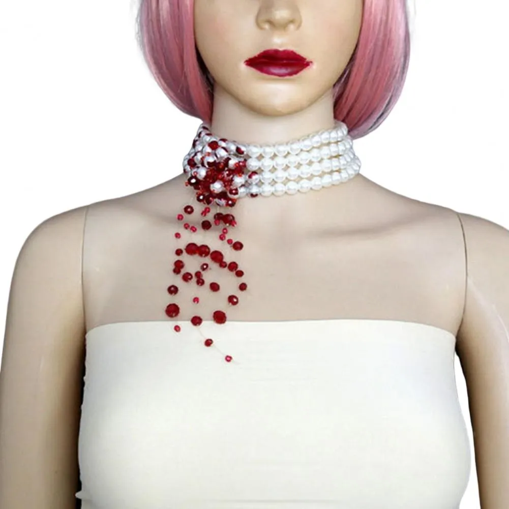 Collier ras de cou gothique gouttes de sang pour halloween_voghion.com
