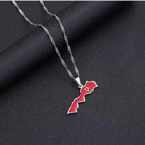 Collana con mappa del marocco catena color oro donna e uomo_voghion.com