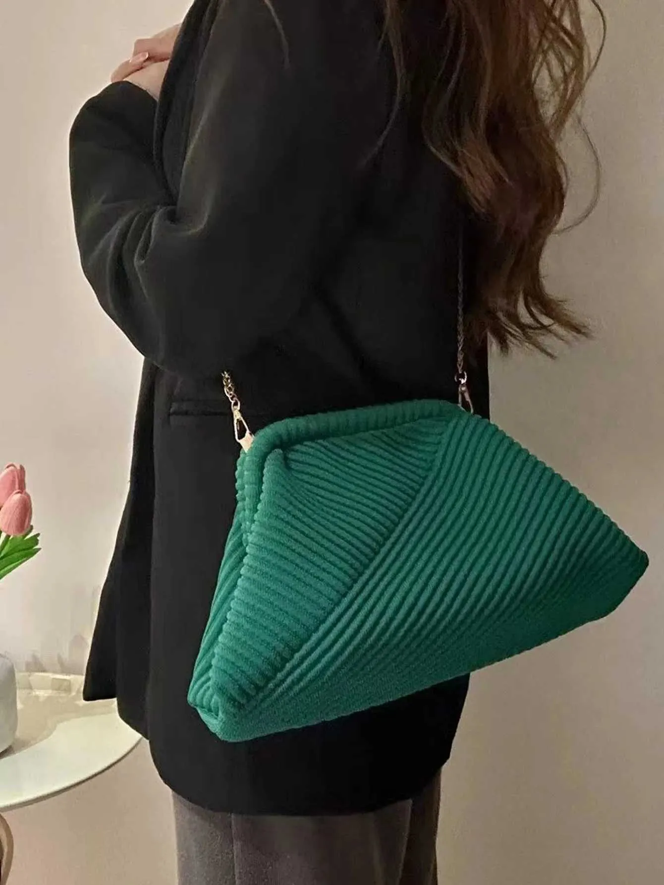 Herbst/Winter verdickt gestrickt Cord Abend Crossbody Tasche stilvolle Kette Schultergurte elegante Damen Geldbörsen einfache_voghion.com