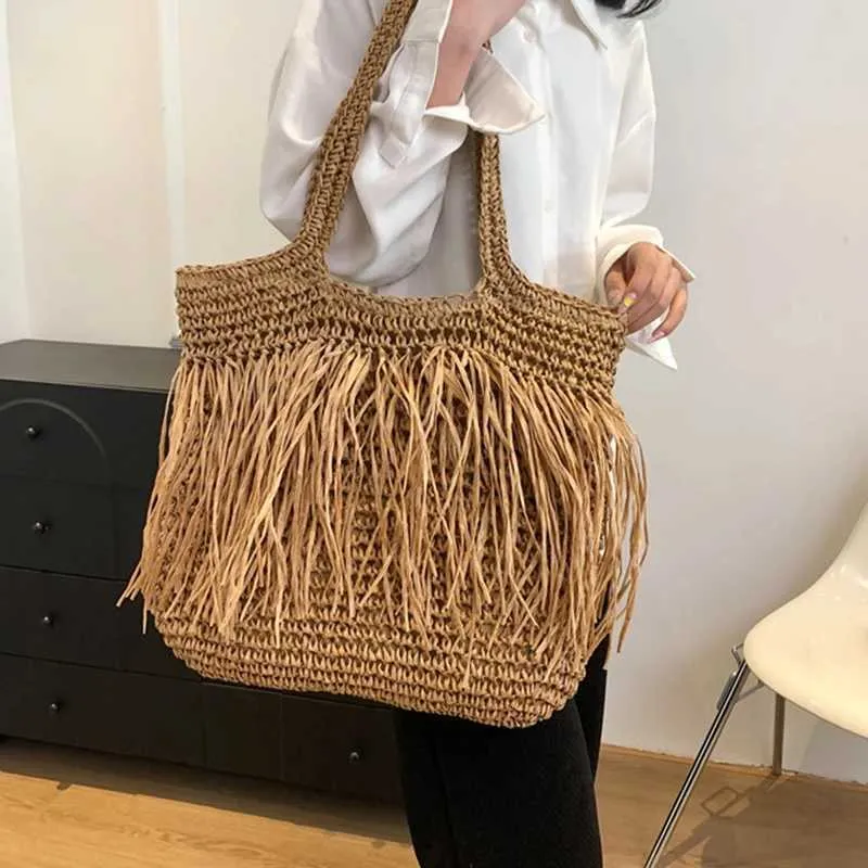 Sac de créateur Sac à bandoulière décontracté de haute qualité Str tissé grande capacité solide femme 2024 été chaud selg voyage en bord de mer_voghion.com