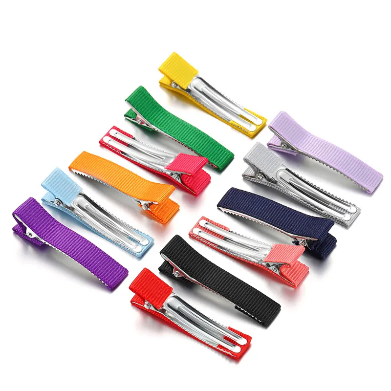 300pcs 5cm Grosgrain Ribbon Lined Alligator Hairpins for Princess Girls Ponytail Clips Children Metal Hair Barrettes_voghion.com