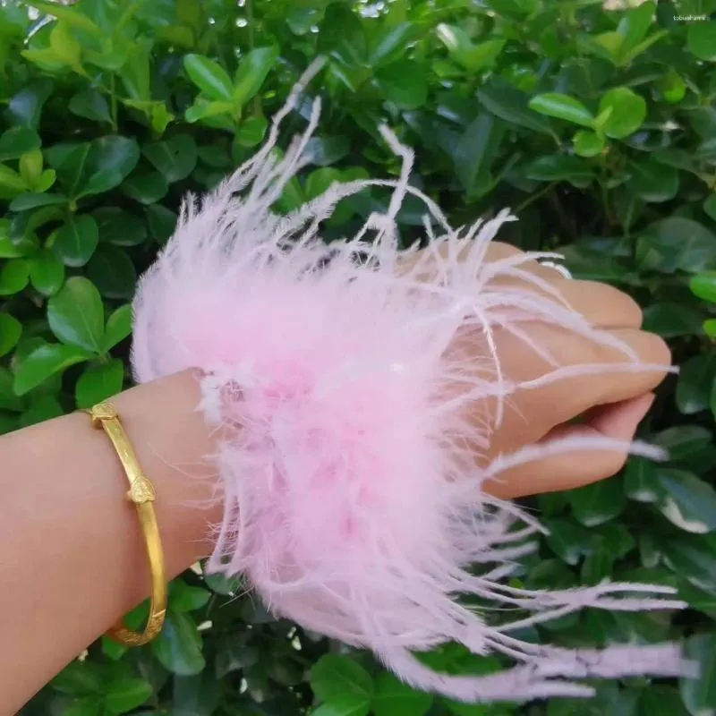 Bangle Natural Ostrich Fur Cuffs Sleeve Feather High Quality Headpiece Hair Accessories 2023_voghion.com