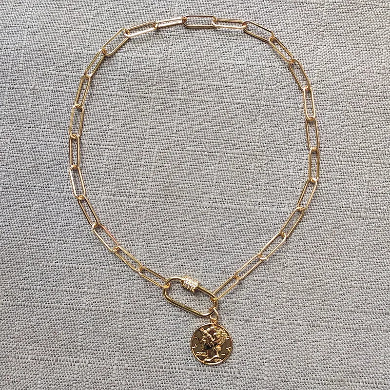 Colliers à pendentif pour femmes, chaîne à maillons épais, papillon, spirale, mousqueton, fermoir ras du cou, boucle en zircone cubique, bijoux_voghion.com