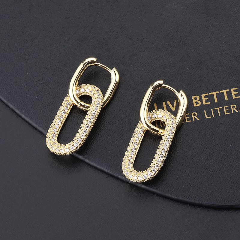 Women's Vintage-Inspired Copper Zircon - Minimalist Geometric Dangle Earrings_voghion.com