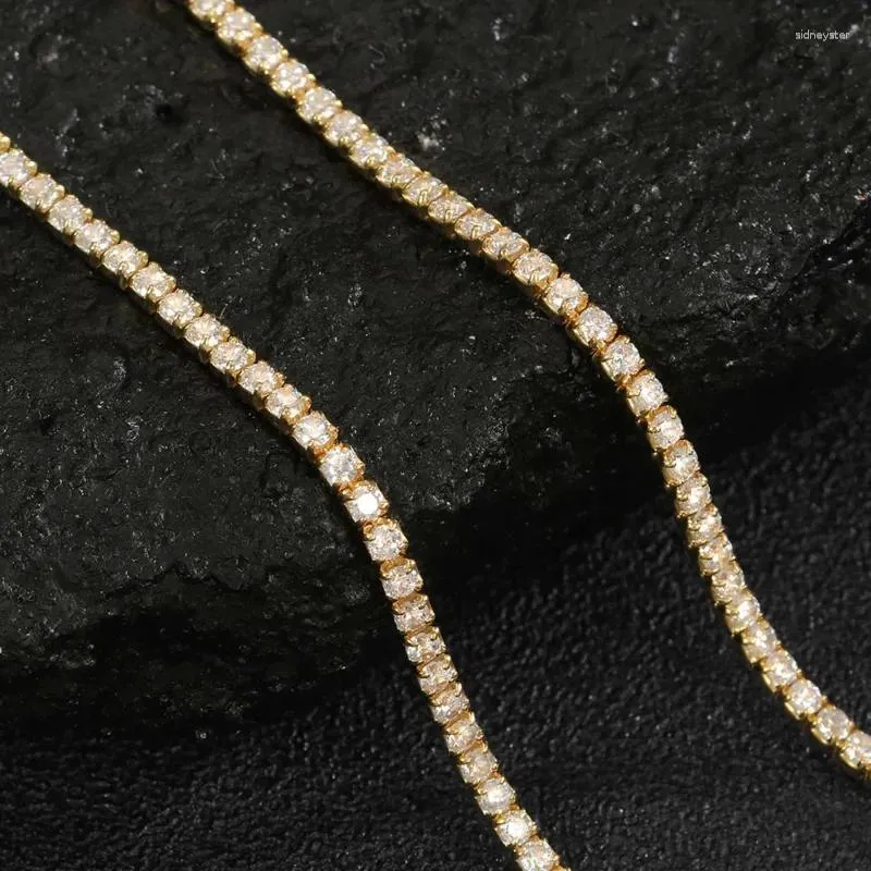Láncok vékony 2 mm-es moissanite gyémánt kubai lánc sier valódi arany nyaklánc női ékszerekhez cirkon köves nyakláncok_voghion.com