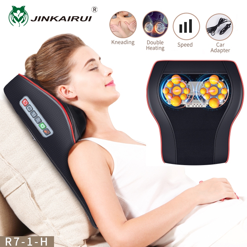 Massaggiatore elettrico per la schiena Jinkairui, impacco caldo a infrarossi, cuscino per massaggio cervicale, portatile per auto, uso domestico, regalo sano per_voghion.com