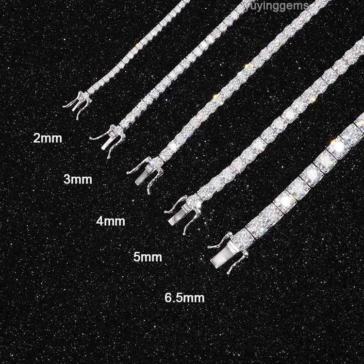 Wuzhou Factory Price Hip Hop Bracelet Sier VVS Cuban Link 2mm 3mm 4mm 5mm 6.5mm Moissanite Tennis Chain Jewelry_voghion.com