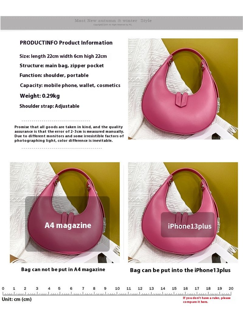 2024 Neue Nischendesign-Handtasche, modisch, bonbonfarben, trendig, eine Schulter, Unterarm-Dump-Tasche, geeignet für_voghion.com