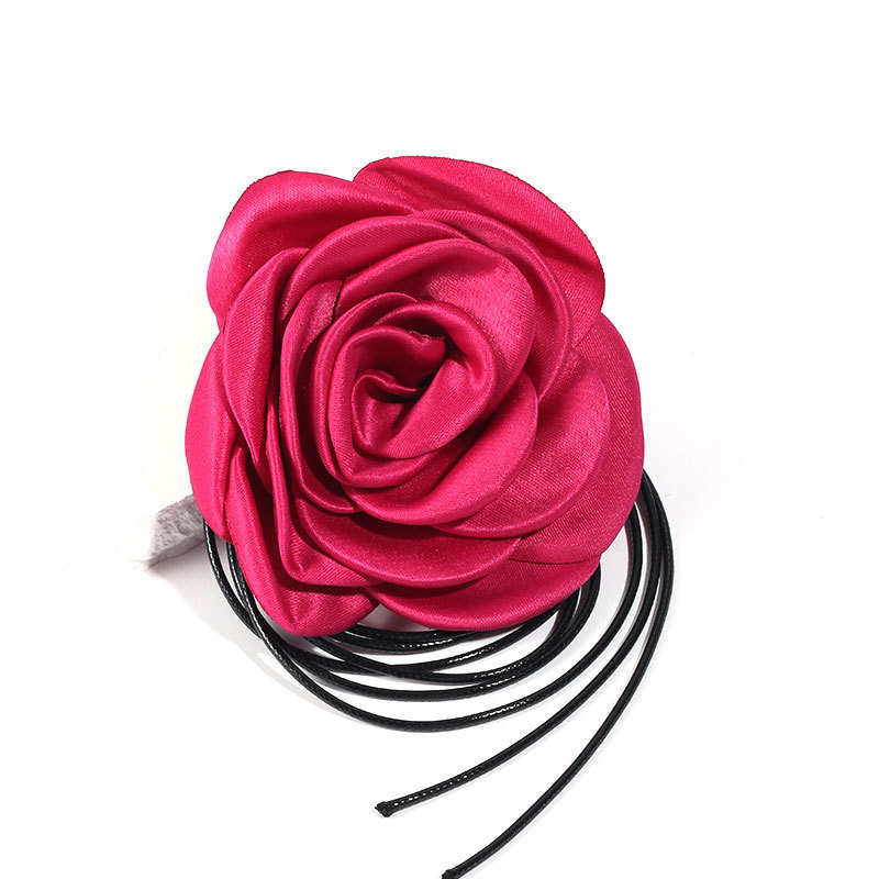 Handmade Fabric Flower Strap Necklace Sexy and Pure Desire Korean Wax Neckchain Choker Collar for Women_voghion.com