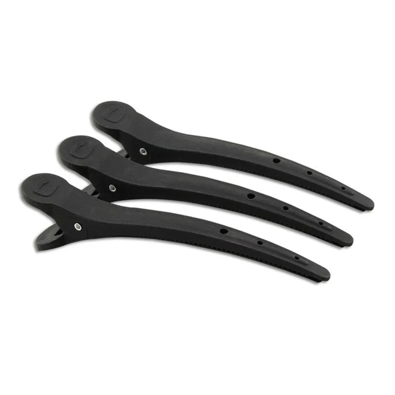 10pcs Black Clip Flat Duck Mouth Professional Carbon Salon Styling Cutting Hair Clips_voghion.com