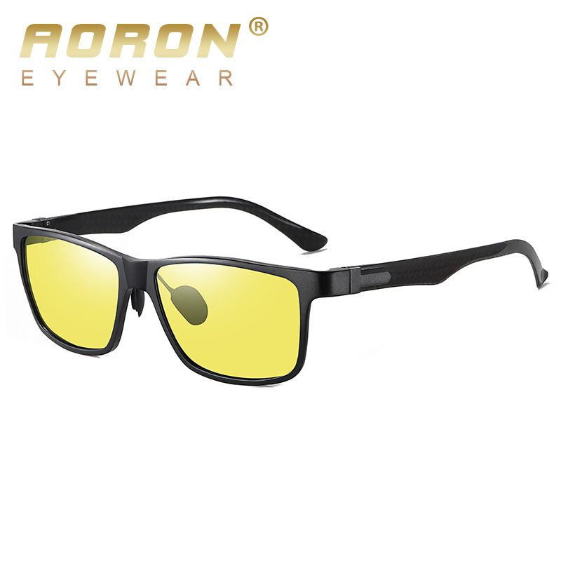 Aolong Nuovi occhiali da sole polarizzati in alluminio e magnesio, colorati, in fibra di carbonio, per uomo e donna, alla moda, con cambio colore notturno_voghion.com
