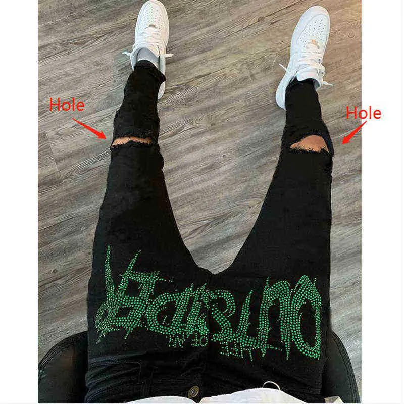 Nouveau jean noir pour homme, jogging rétro, taille haute, design skinny, troué, chaud, drilg, extensible, petits pieds, pantalon en denim délavé_voghion.com