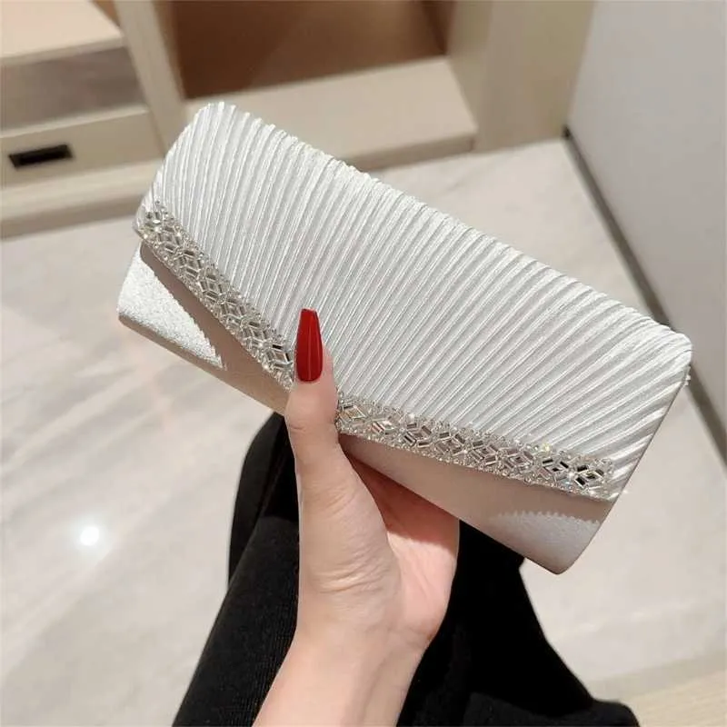 Stilvolle Damen Plissee Abend Clutch Handtasche Schulter Umhängetaschen Hochzeit Abschlussball Party Geldbörse mit Abnehmbarem_voghion.com