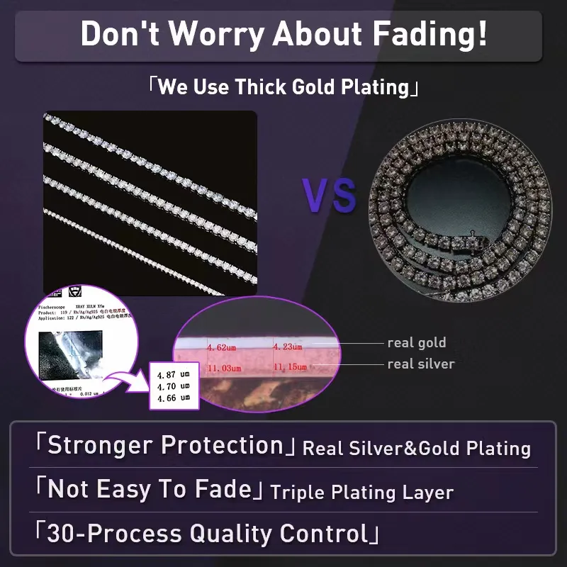 Collar de moissanita de 2 mm, 3 mm, 4 mm, 5 mm y 6,5 mm de diámetro, estilo hip hop, cadena de tenis de moissanita._voghion.com