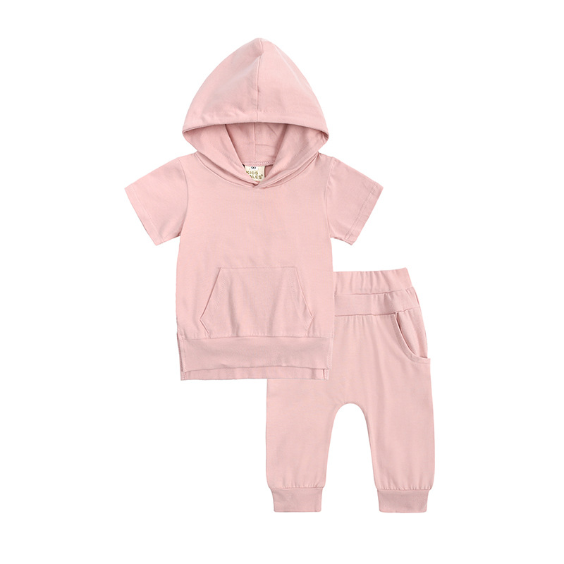 Mother&Kids Children's suit hooded short-sleeved hoodie trousers two-piece children's suit_voghion.com