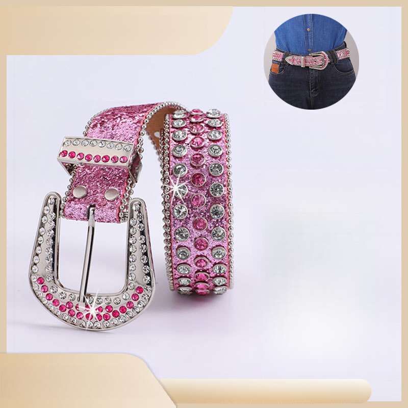 Neuer Jeansgürtel mit Strassverzierung für Damen_voghion.com