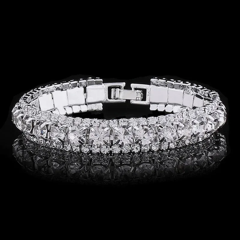 Conjuntos de joyas de boda TREAZY Sier Color Rhinestone Cristal nupcial para mujeres Collar Pendientes Pulsera Conjunto Accesorios_voghion.com