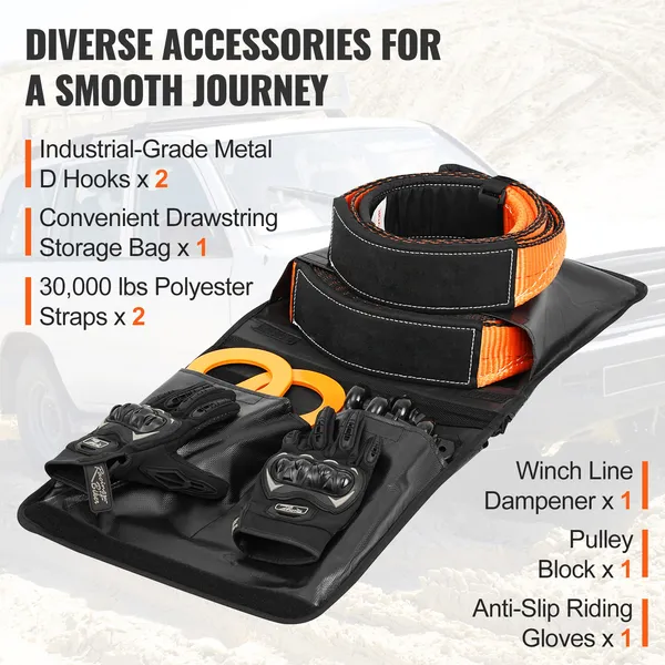 Off-road Recovery Kit With Heavy Duty Tow Straps And D-ring Shackles_voghion.com