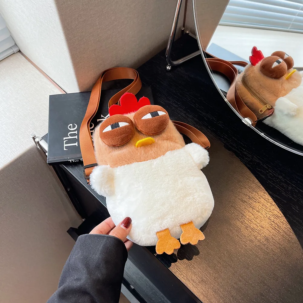 Borsa a tracolla da donna in peluche con tracolla regolabile, stile cartone animato, per viaggi e feste_voghion.com