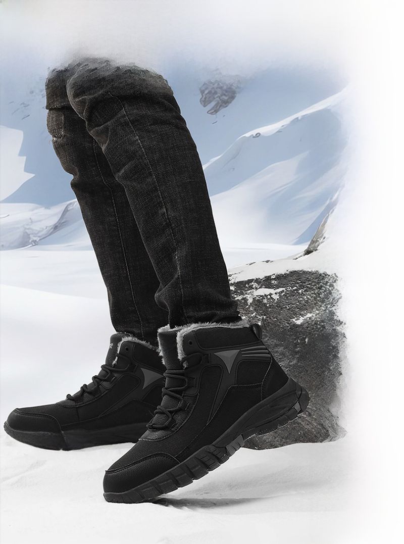 Grensoverschrijdende antislip wandelschoenen in grote maten, sneeuwfleece-verdikte sneaker, waterdicht, koudebestendig, warm, hoog model katoen_voghion.com