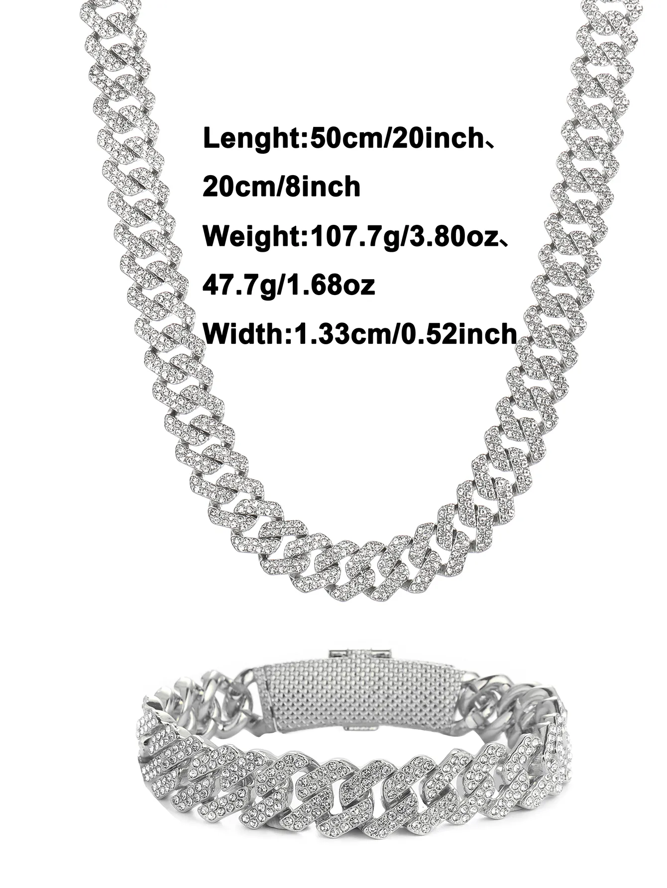 Halsband Örhängen Set Smycken Glas Hiphop Rock Zinklegering Mode Rostfritt Stål Kvinna Favorit_voghion.com