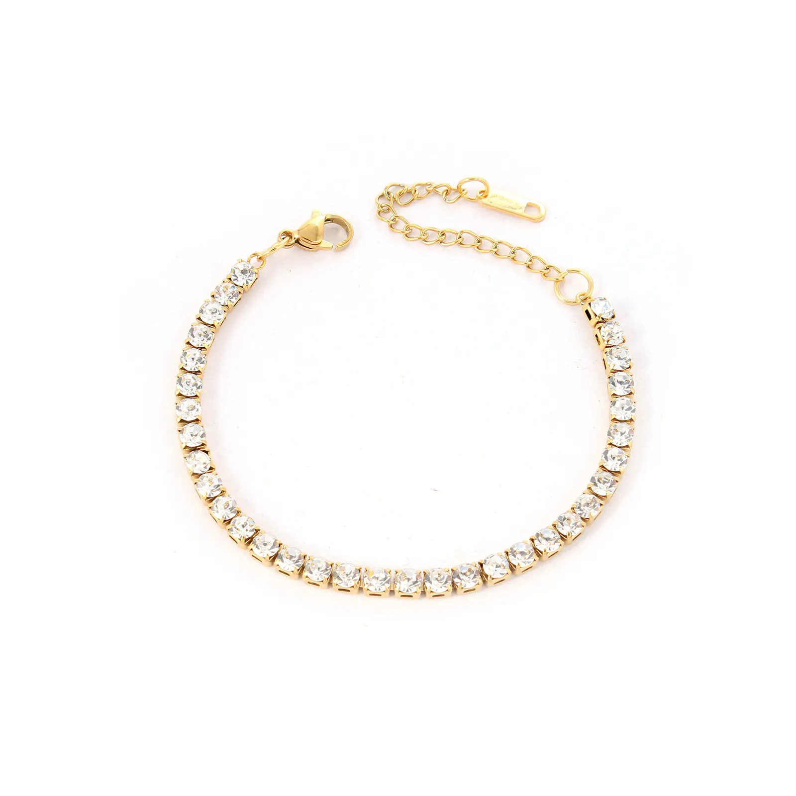 Adjustable 4mm Iced Out VVS Moissanite Dia Fashion Stainless Steel Zircon Tennis Bracelets CZ For Women 2024_voghion.com