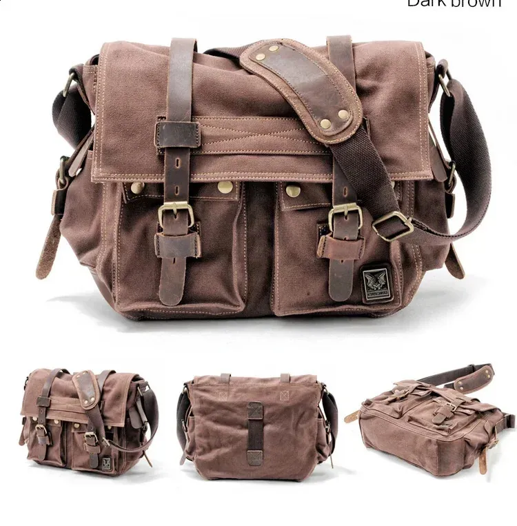 Sacoche en toile et cuir pour homme Will Smith, grand sac à bandoulière, sacoche pour ordinateur portable, sac à main de voyage 240824_voghion.com