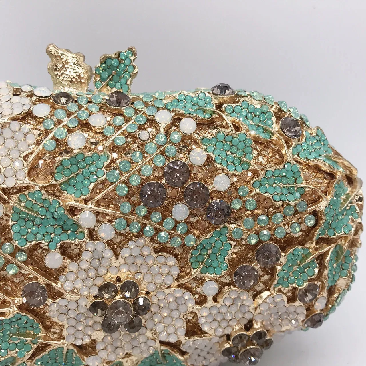 Women Green Color Crystal Evening Bags Bridal Wedding Party Rhie Minaudiere Handbags Ladies Gala Dinner Stone Clutch_voghion.com