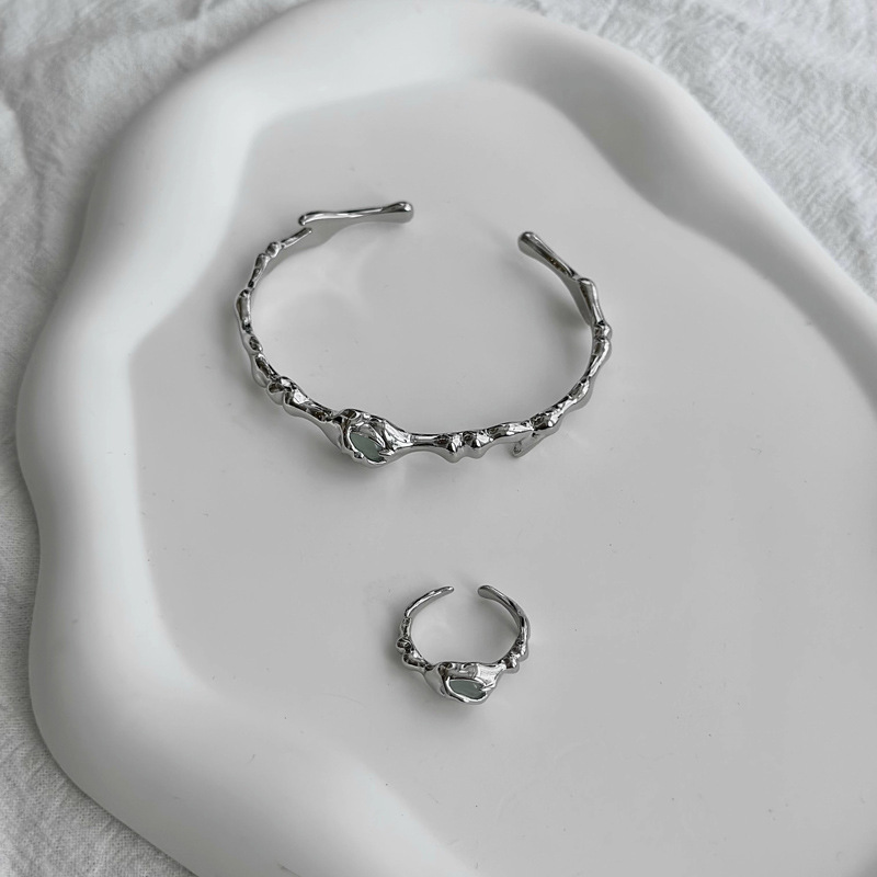 Personalised Jade Bracelet And Index Finger Ring Set For Women_voghion.com