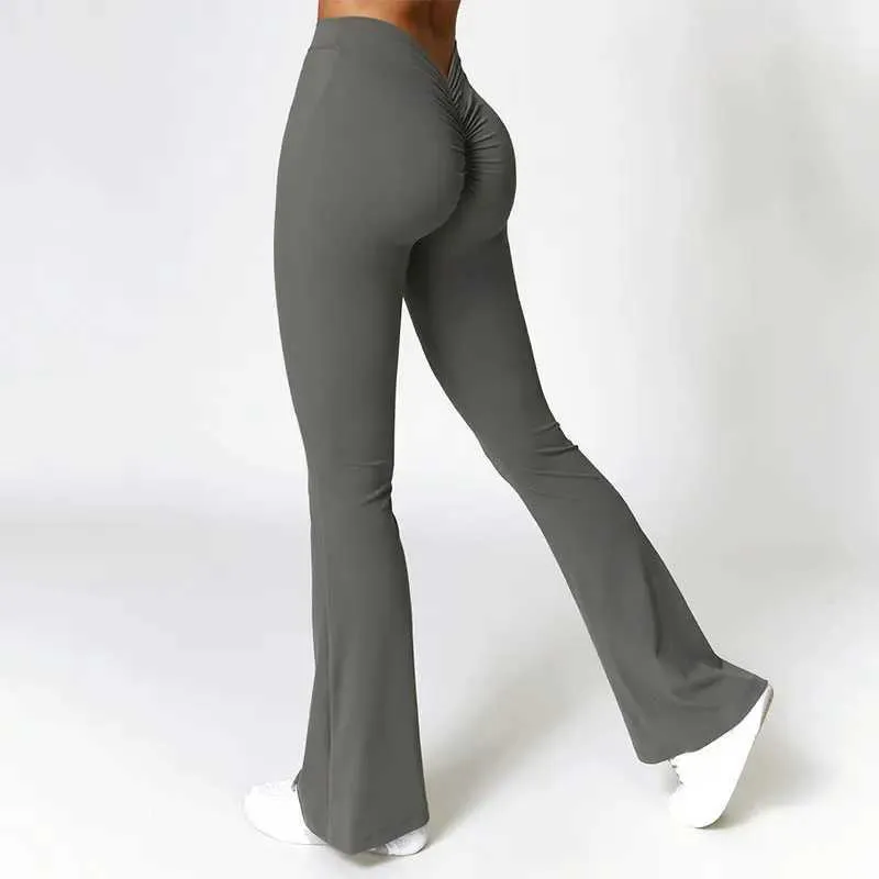 New Yoga Flare Leggings High Waist Wide Leg Pants Women Gym Fiess Sports Flared Pant Dance Trousers V-shaped Hip M llolg_voghion.com