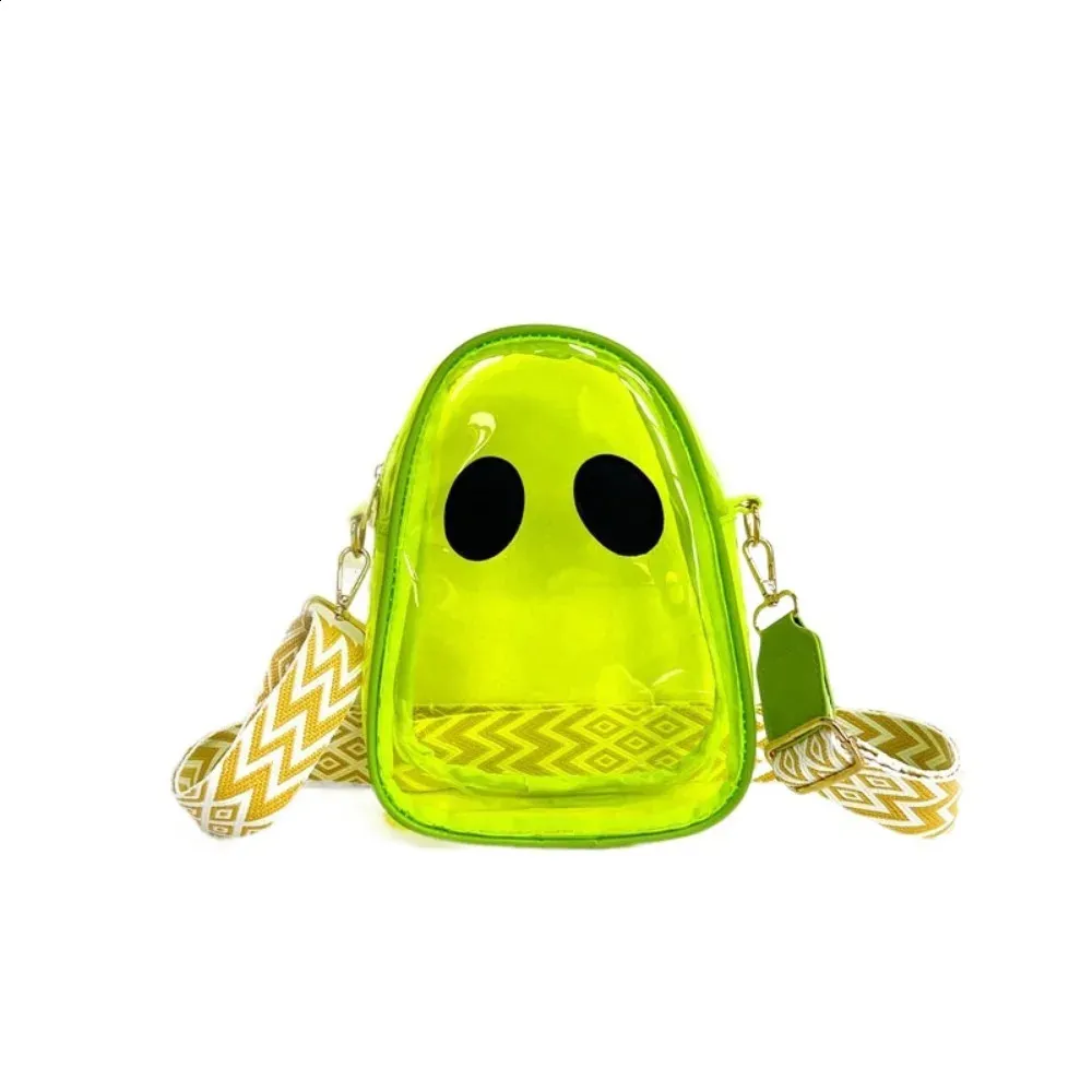 Grappige PVC Ghost Schouder Snoep Munt Portemonnee Halloween Crossbody Transparant Effen Kleur Mobiele Telefoon Tas 240823_voghion.com
