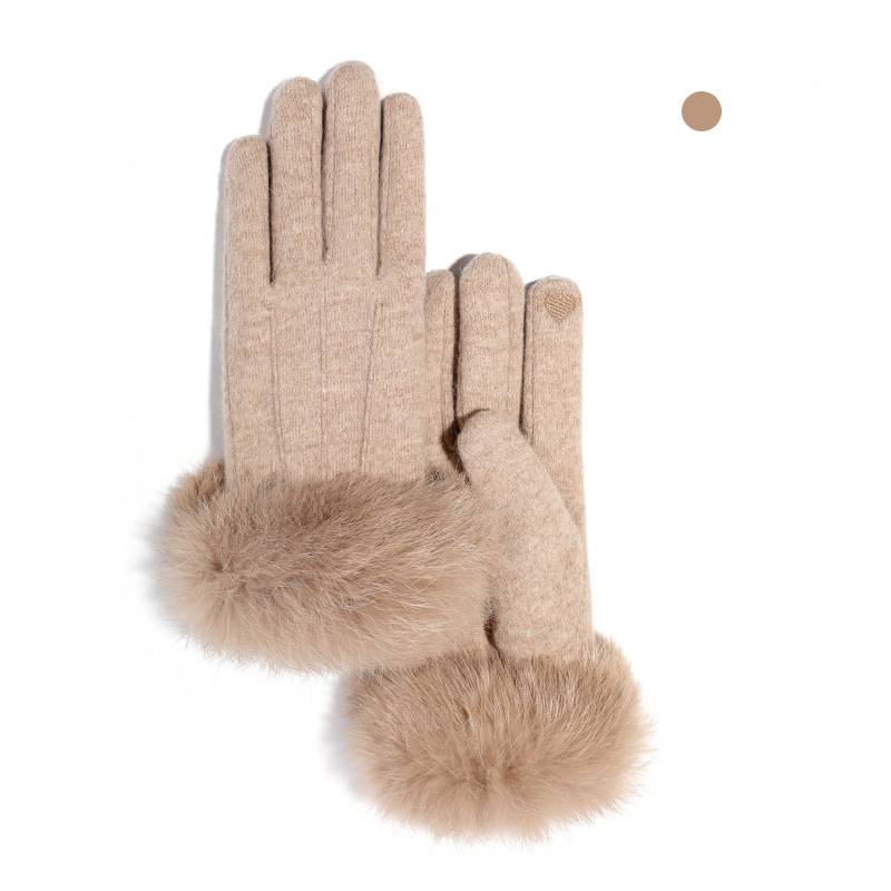 Women's Gloves New Cashmere Gloves Women's Winter Outdoor Cold Proof Touch Screen Gloves Double Layer Thick Rabbit Fur Warm Gloves DY39_voghion.com