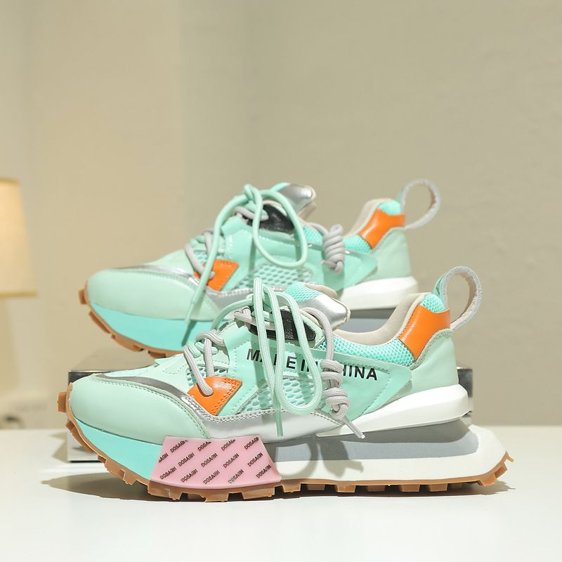 Stivali alla moda in mesh traspirante color block, nuovi stivali da donna casual con soletta rialzata e tacco alto_voghion.com