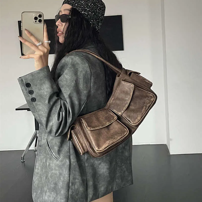 Vintage Y2k Women's Underarm Designer Large Capacity Handbag Wallet New Motorcycle and Bicycle Multi Pocket Shoulder_voghion.com