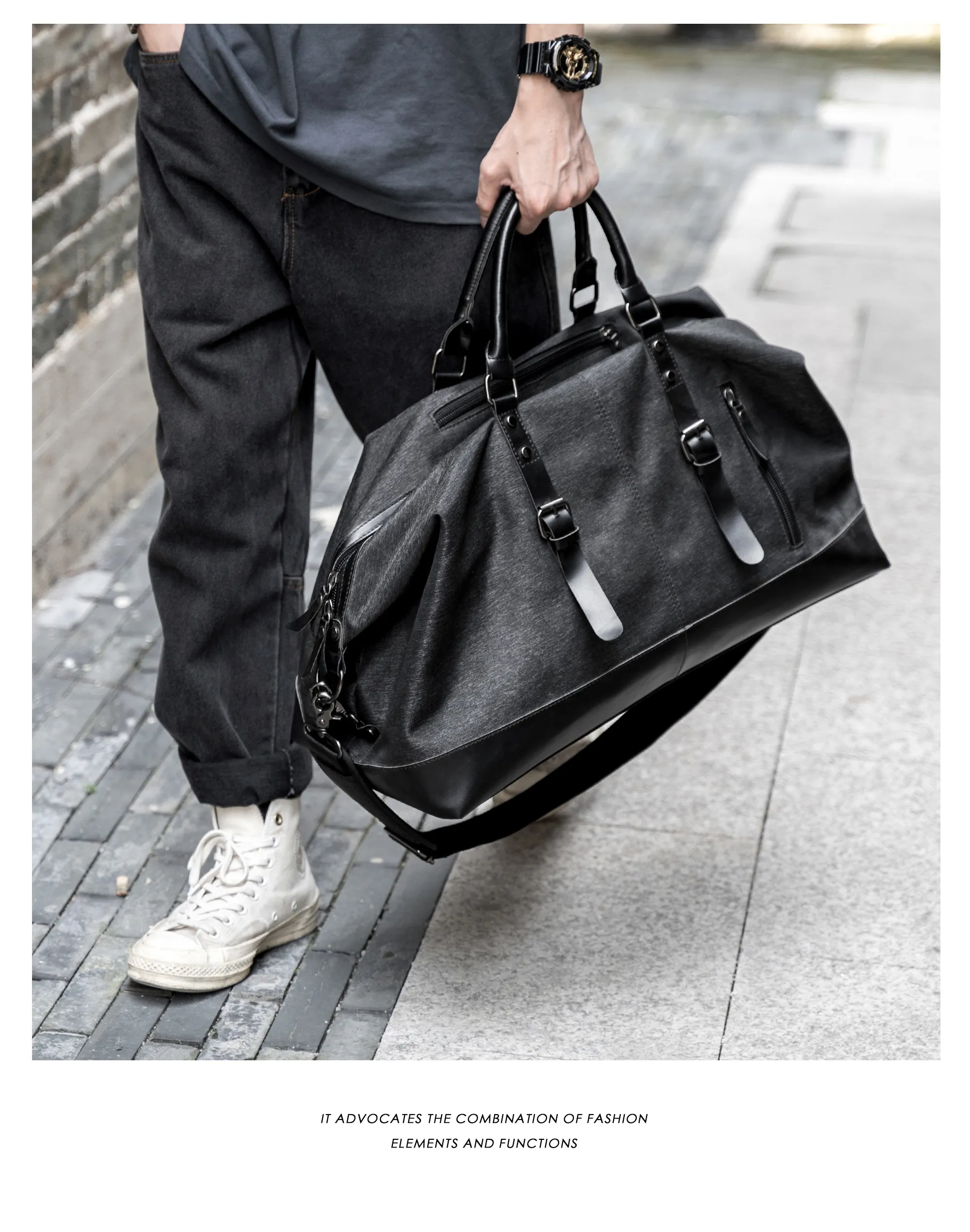 Sacs de voyage en toile pour hommes, sac de voyage grande capacité, fourre-tout de voyage multifonctionnel_voghion.com