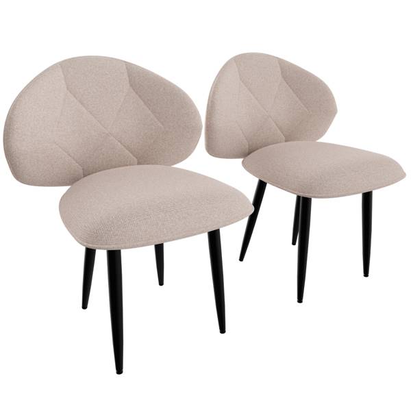 ​​Set mit 6 modernen Esszimmerstühlen, breite Rückenlehne, weiche Stoffpolsterung und stabile Metallbeine für Küche und Esszimmer, Beige_voghion.com