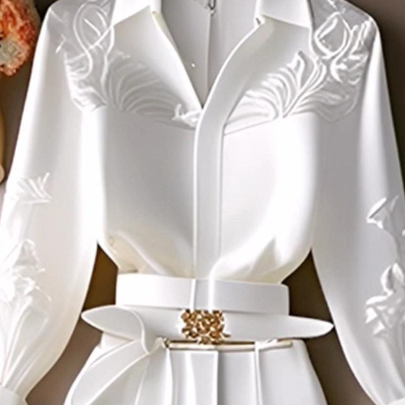 Women's clothing new capable temperament goddess style professional white shirt and pants two piece suit_voghion.com
