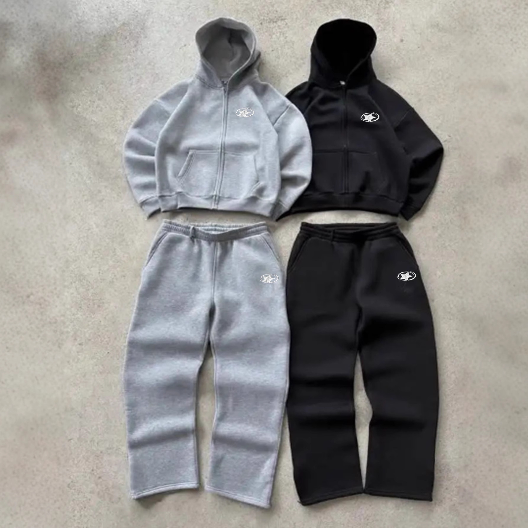 Men's Clothing Autumn winter Men's Trendy Hooded Patch Print Sports Casual Comfortable Suit 002