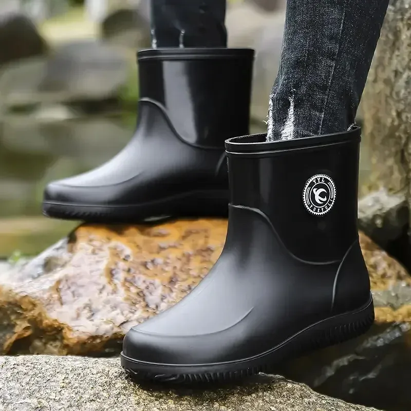 Botas de chuva de borracha impermeáveis para pesca e casual_voghion.com