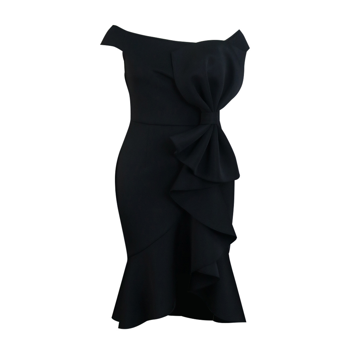 Robe licou avec col à épaules dénudées, robe de banquet sexy à bordure croisée_voghion.com