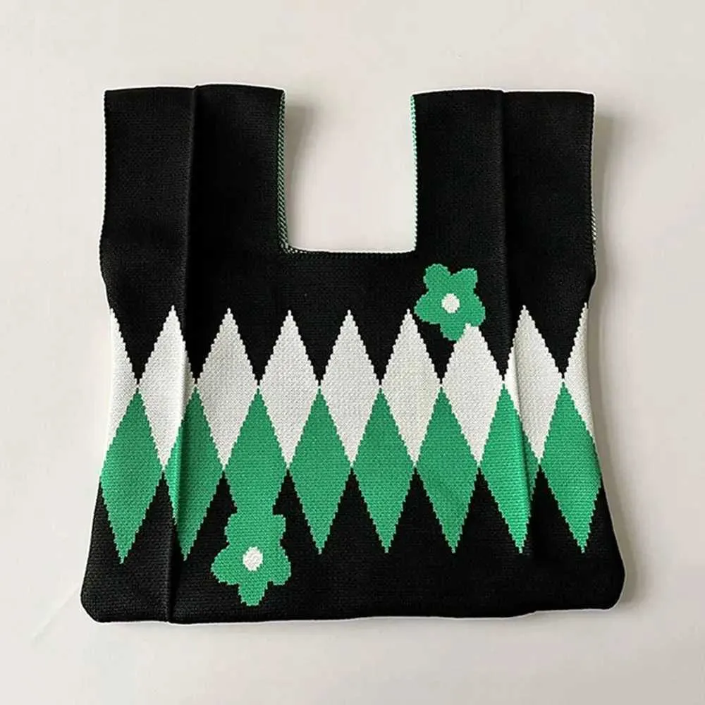 wer handmade knitted knot wrist casual small handbag reusable shopping bag for girls Y241106_voghion.com