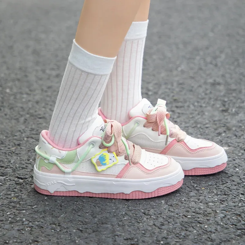 Tun Ice Cream color Carino casual Colore abbinato Preppy scarpe da ginnastica da donna Cake board scarpe 240703_voghion.com