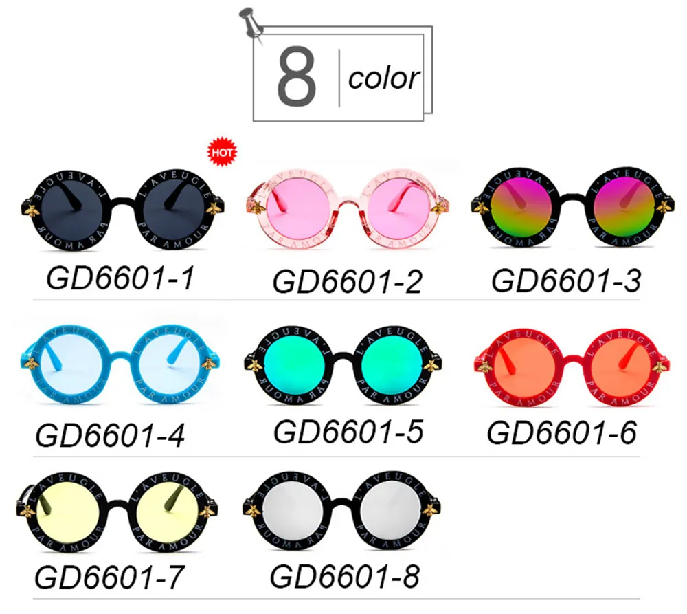 Sunglasses Fashion Small Round Kids Brand Designer Bee Children Boys Girls Baby Outdoors Goggle Shades Eyewear LC4L_voghion.com