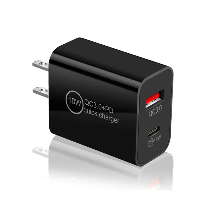 Caricabatterie OEM di alta qualità da 18 W PD Dual Quick USB QC3.0 Tipo C, adattatore da muro con spina US/EU/UK da 12 W per iPhone 14._voghion.com