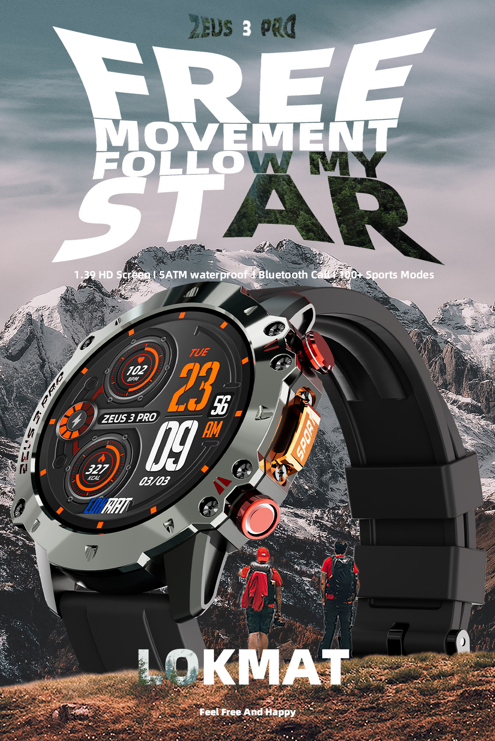 LOKMAT Smart Watch ZEUS3 PRO Outdoor Sports Bluetooth Call Phone Book Call Message Reminder_voghion.com