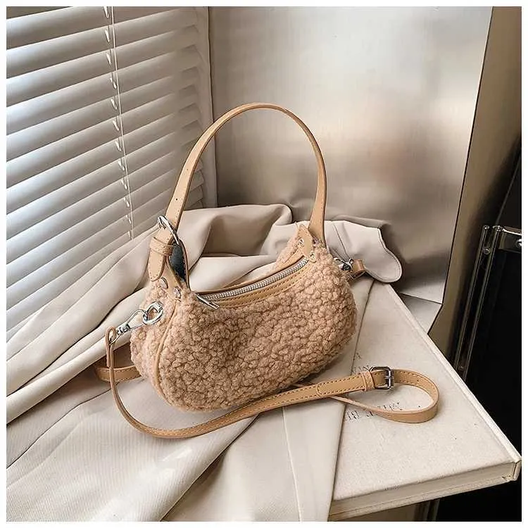 Women Fashion Lamb Fleece Mini Handbag Solid Soft Casual Crossbody Pack Female Versatile Leisute Cute Messenger Shoulder_voghion.com
