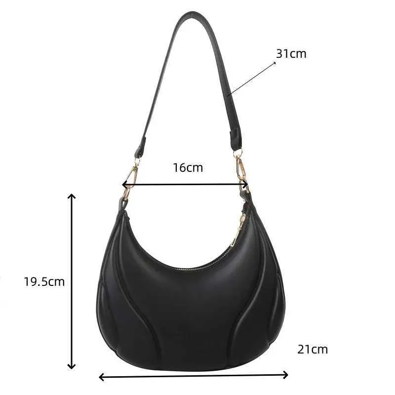 Designer Retro Pu Leather Shoulder Bag Simple Crescent Saddle Bag_voghion.com